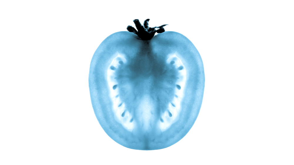X-ray image of a sliced tomato